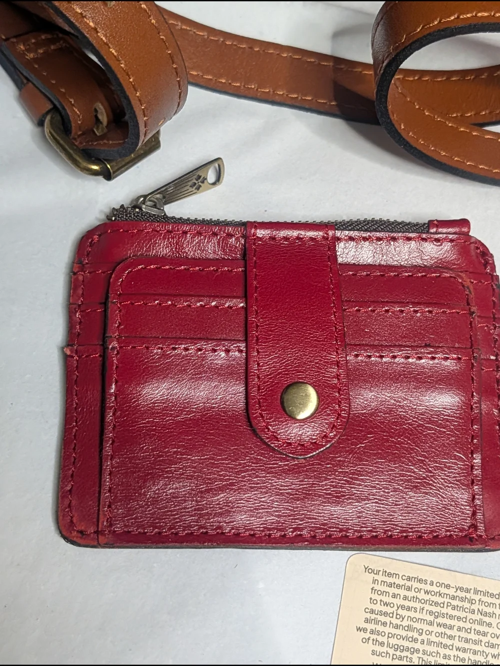 Patricia Nash Floral Leather Frame Satchel  Multicolor &Red leather Card Wallet